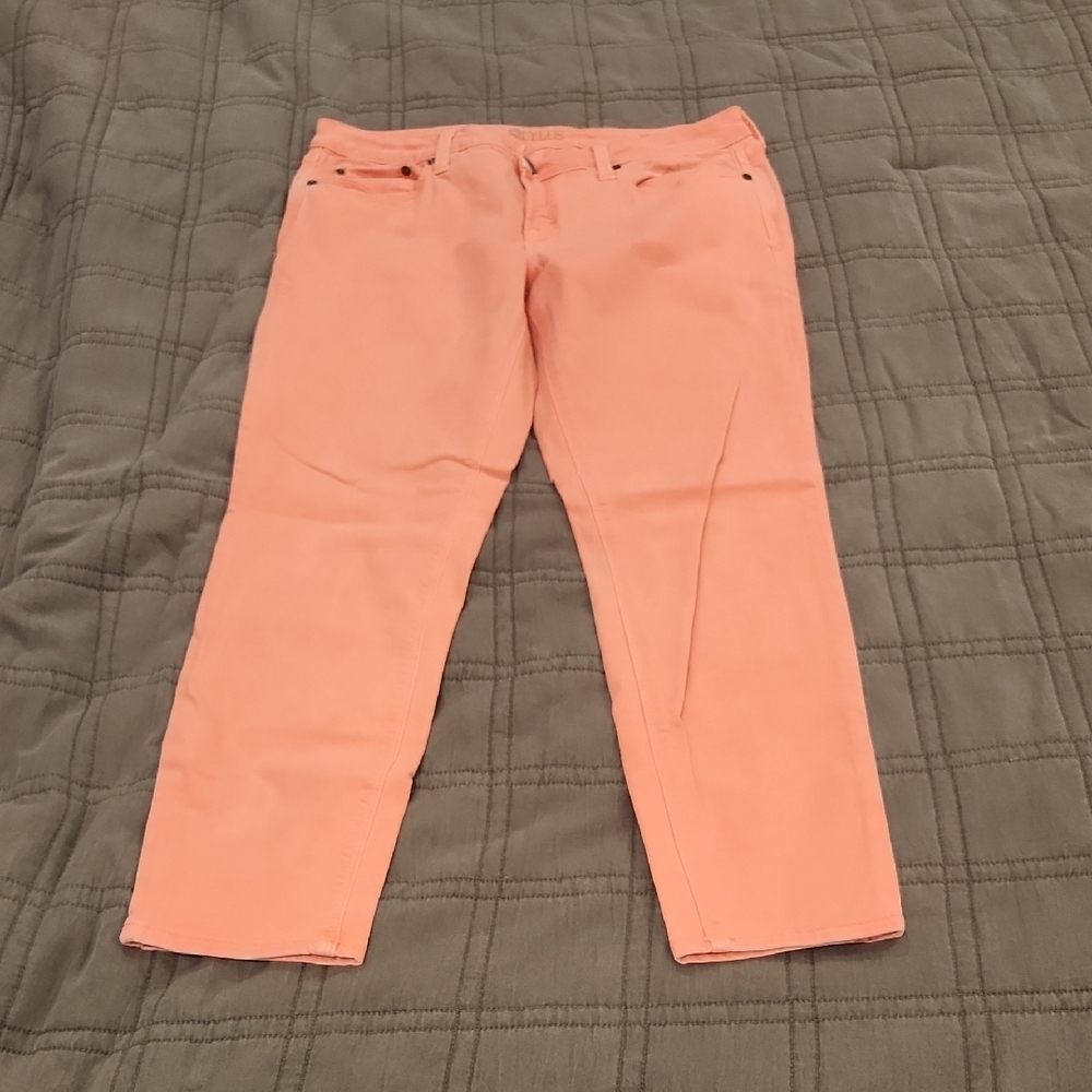 STYLUS Women's Bright Fluorescent Orange Cropped Jeans Size 14!